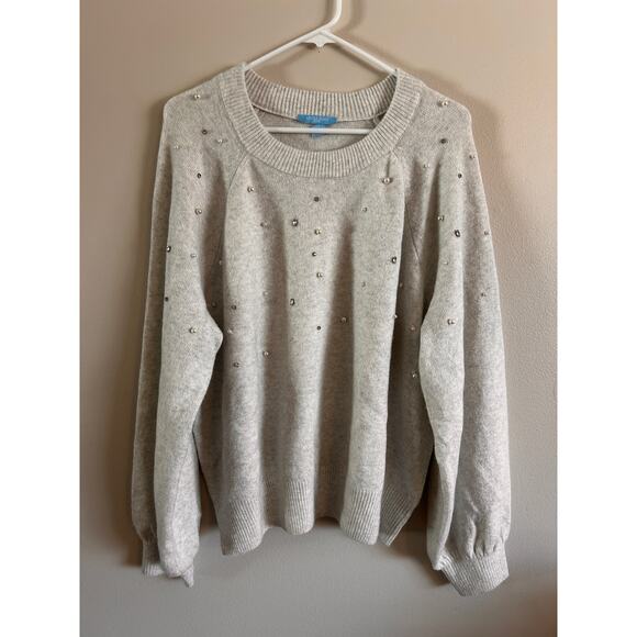 Women's Draper James XXL All Over Embellished Sweater Gray - Picture 1 of 9
